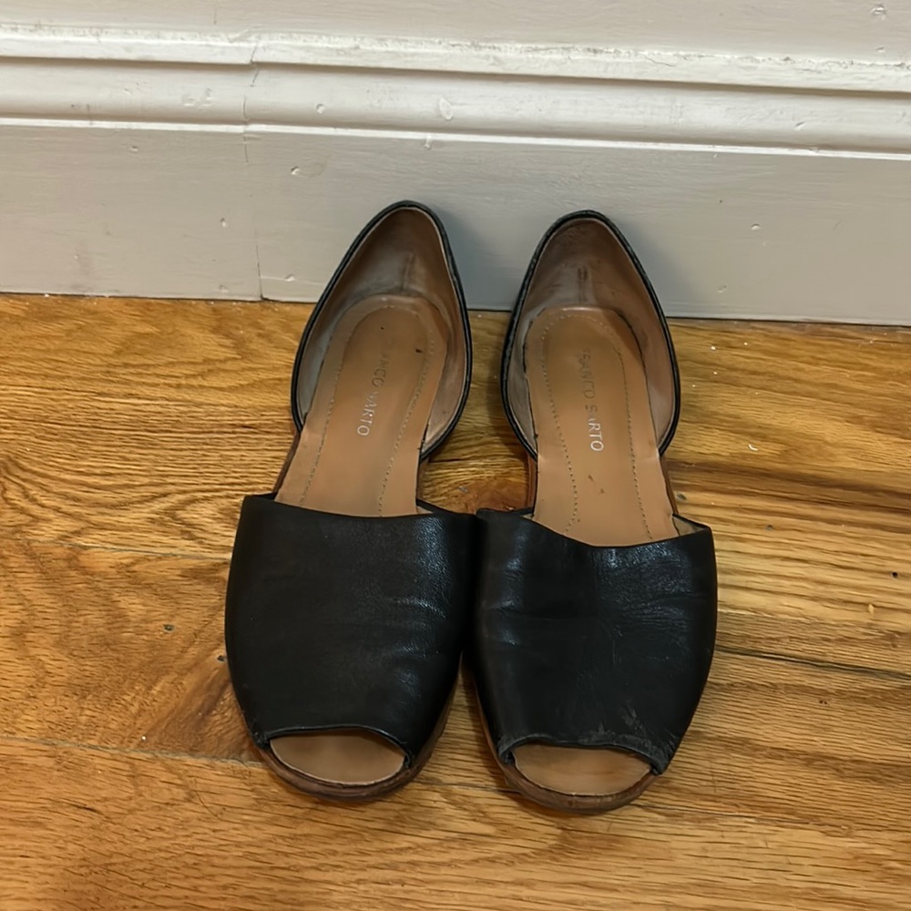 Franco Sarto peep toed black flats